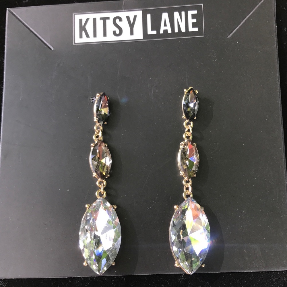 Chandelier earrings gold set crystal teardrop